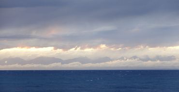 Blick über Issyk Kul und Tien Shan