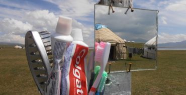 Badezimmer im Jurtencamp