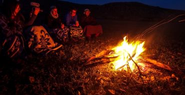 Trekkingtour Mongolei, abends Lagerfeuer