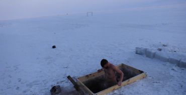 Eisbaden und Sauna